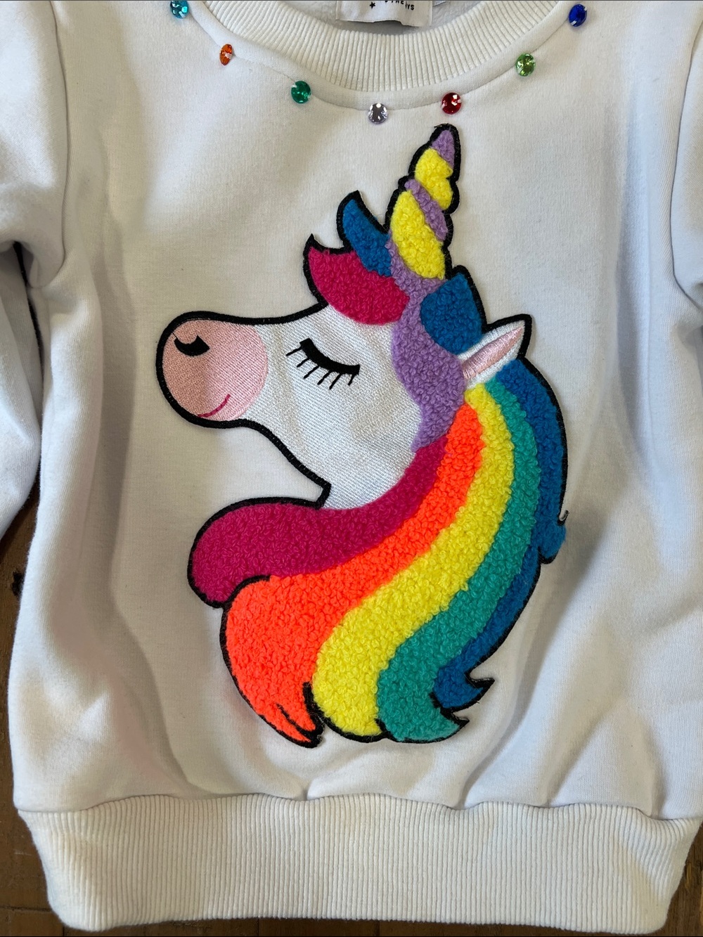 Lola and the boys neon unicorn appliqué sweatshirt 4 years - Picture 2 of 5